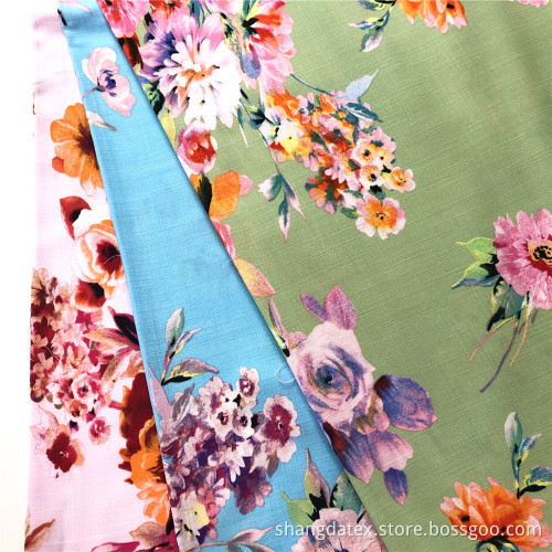 100% Rayon Slub Reactive Printed Fabrics Woman Dress